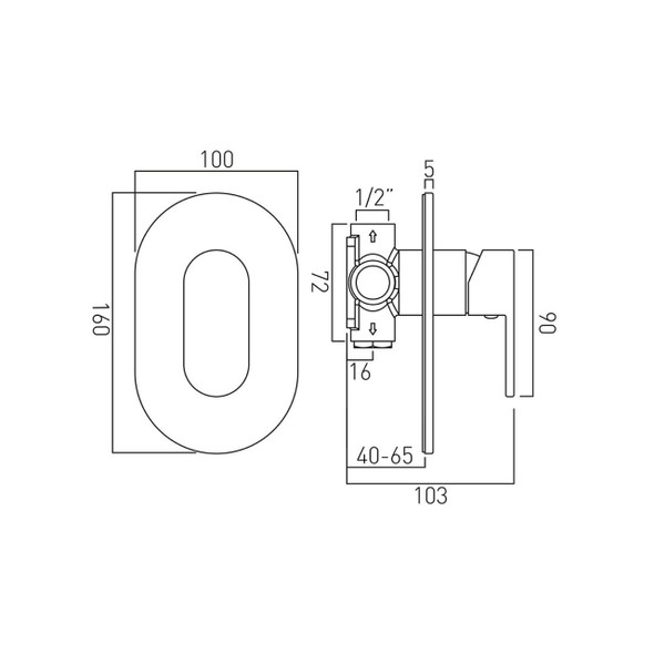 Vado Life Wall Mounted Concealed Shower Valve Single Lever  LIF-145-C/P