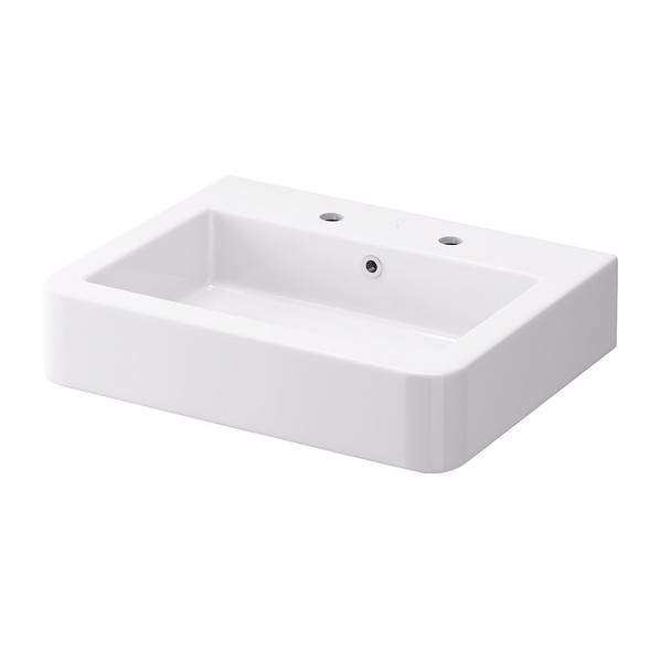 Pura Flite 600 mm Washbasin 2 Tap Hole in White INSNU005A