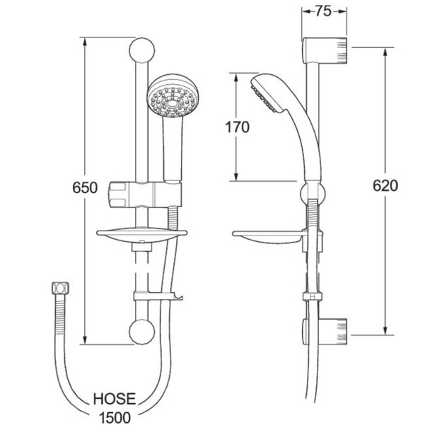 Deva Single Mode Chrome Plated Signature Slide Rail Shower Kit with Handshower SIGKITS01