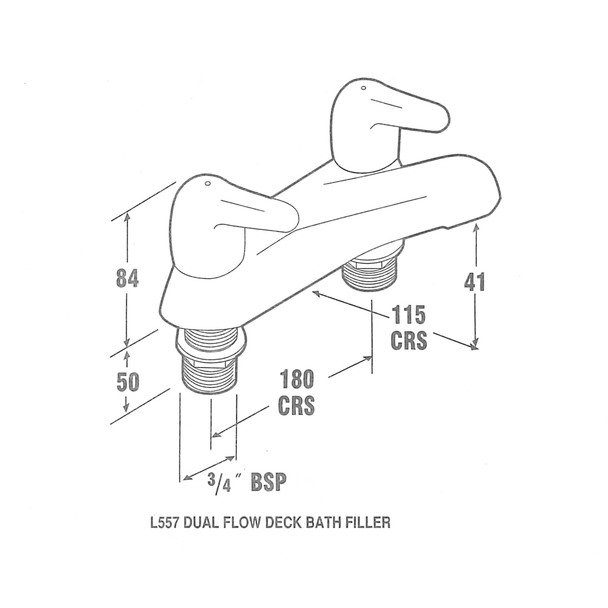 Pegler Leger L557 Deck Mounted 2TH Lever Bath Filler 4B7006