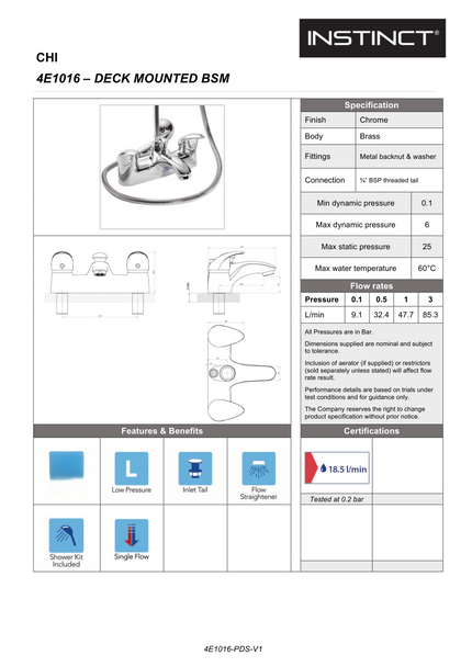 Pegler Signia Bath Shower Mixer & Kit in Chrome 4L2105|4E1016