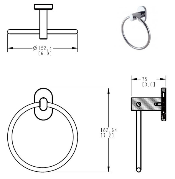 QX Ohio Towel Ring in Chrome KCO-004