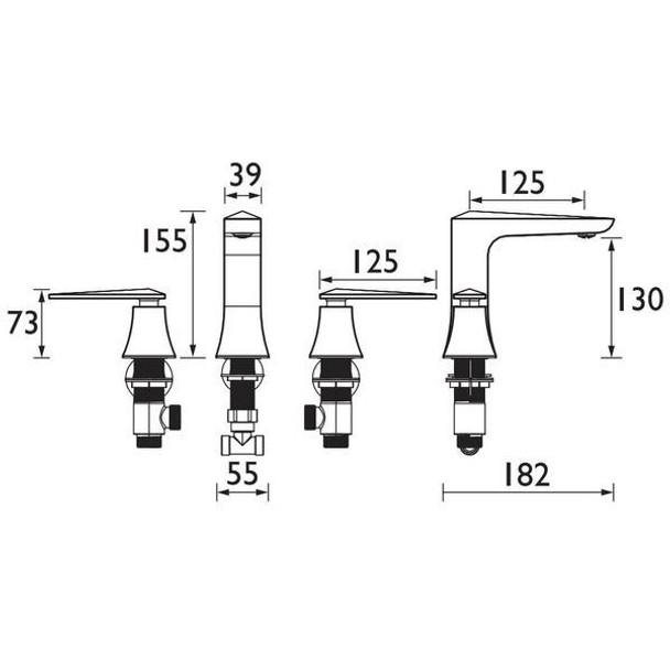 Heritage Blenheim/Hemsby 3 Hole Bath Filler in Chrome THPC073