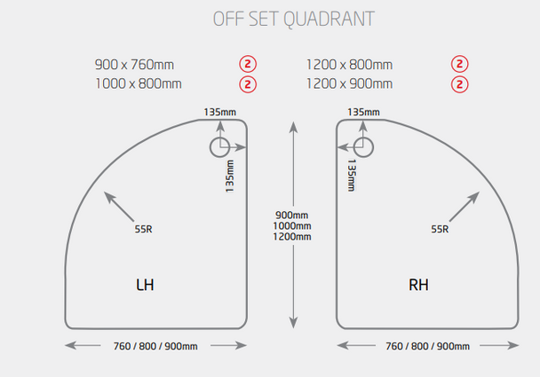 Just Trays Ultracast Flat Right Hand Quadrant Tray (1000 x 800mm) A1080RQ100