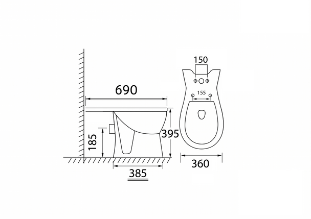 Villeroy & Boch Omnia Pro Close Coupled HO Pan Only in White 6659.10.01