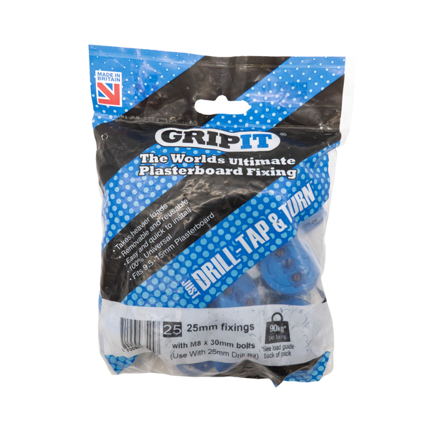 Gripit Fixings Pack of 25  - Trade Pack - M8 x 30mm  Blue    252-2530