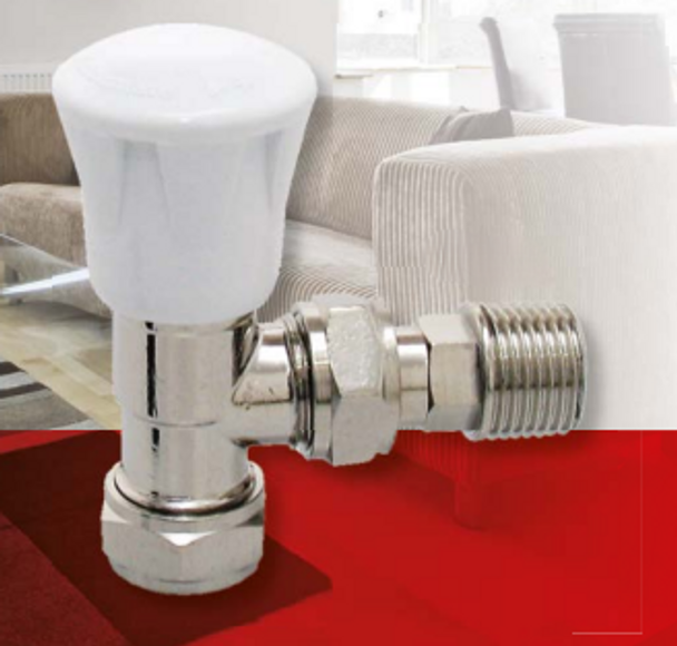 Myson Matchmate Manual Wheelhead Angled Radiator Valve with Nickel Finish