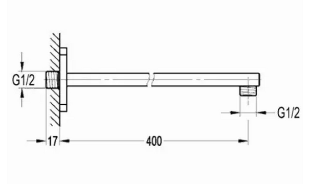 Pura Square Straight Brass Shower Arm in Chrome KI033