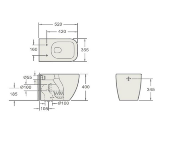 Pura Essence Back to Wall Pan with Soft Close Seat INSEC012 | INSEC004N
