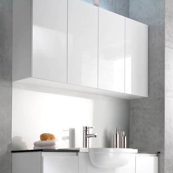 Eco Bathrooms 1000mm Wall Cabinet Run in Gloss Grey Mist BA25WL|BA25WR|BA50W