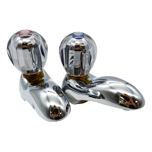 Ideal Standard Waterways Bath Pillar Taps with Acrylic Handles E6850AA