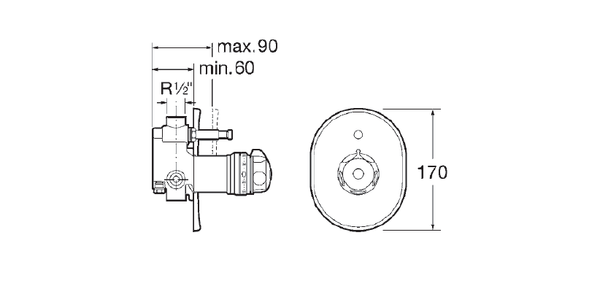 Roca Prada-T Concealed Thermostatic Bath Shower Mixer 5262461E0