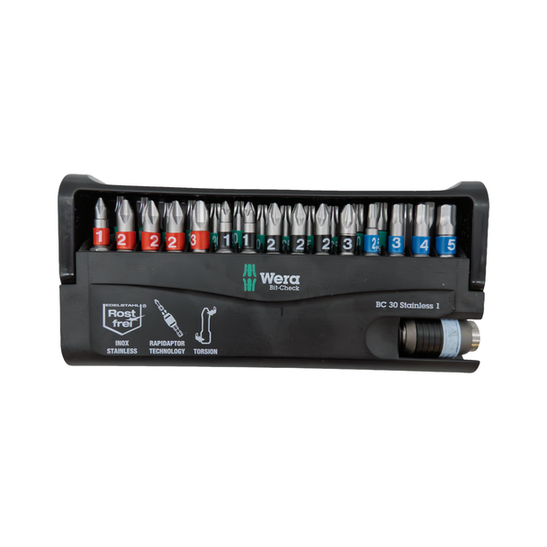 Wera 30 Piece Stainless Bit-Check Rapidaptor Set 05071109001