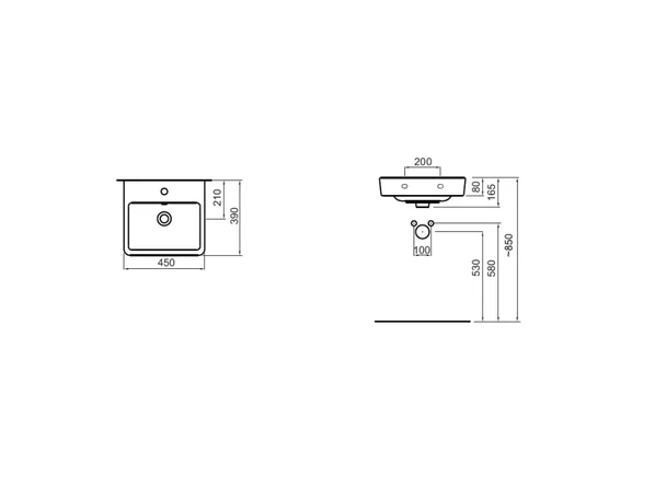 Roca Max 450mm Floor Standing Unit with Basin Gloss White 851450100