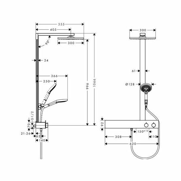 Hansgrohe Raindance E 300 1 Jet with Shower Tablet 600 2736300