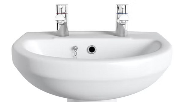 Marked  Imex Ivo 2 Tap Hole 560mm Basin with Chainstay and Full Pedestal  L10702 Marked  Imex Ivo 2 Tap Hole 560mm Basin with Chainstay and Full Pedestal  L10702