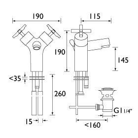 Bristan Quadrant Basin Mixer with Cross Handles QT BAS C