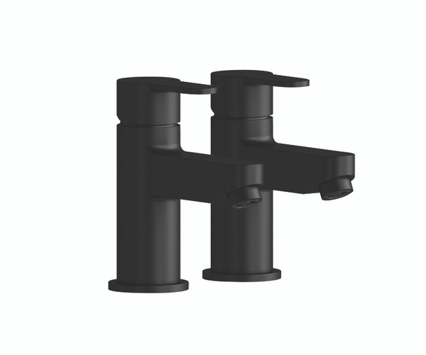 Chipped Niagara Camden Bath Pillar Taps in Matt Black 9007BL