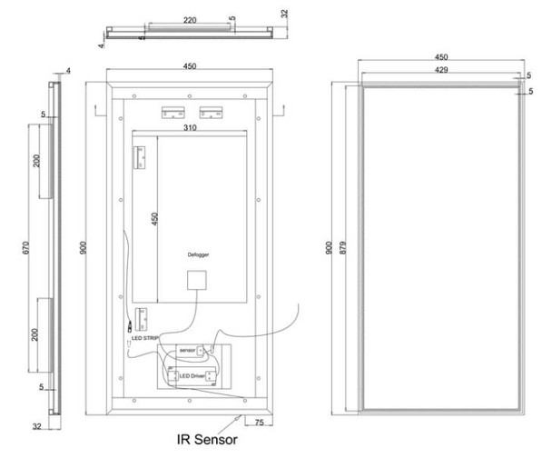 Bauhaus Mike Pro Iluminated Mirror 450 x 900 mm MP459V