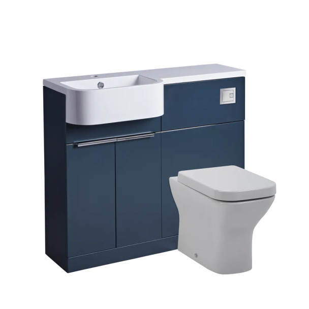 Roper Rhodes Match 1000mm Slim Toilet and Basin Furniture Unit in Matt Dark Blue