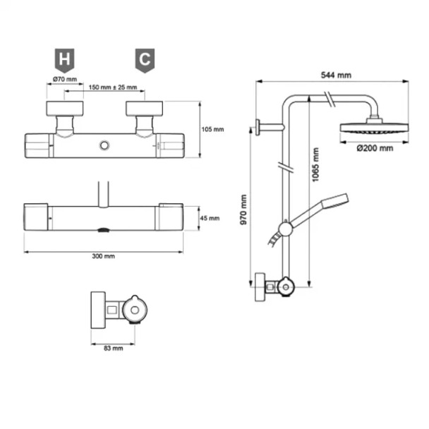 Mira Relate ERD Thermostatic Dual Head Shower in Chrome 2.1878.002