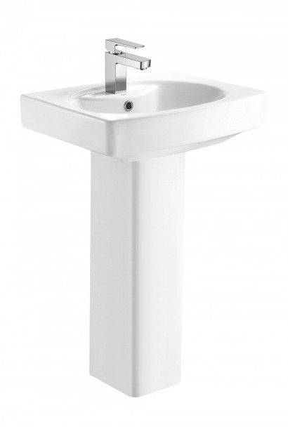 Imex Dekka 550mm 1 Tap Hole Basin and Full Pedestal INSSA005