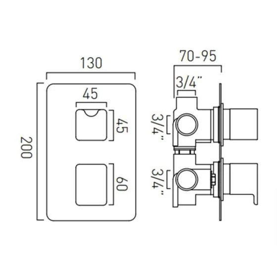 Vado Phase Concealed Thermostatic Shower Valve for 1 Outlet PHA-148D-C/p