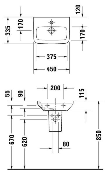 Duravit Durastyle 450mm Handrinse Basin  No Overflow 0708450000