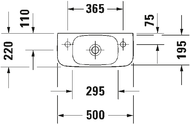 Duravit Durastyle 500mm Handrinse Basin Right Handed 0713500008