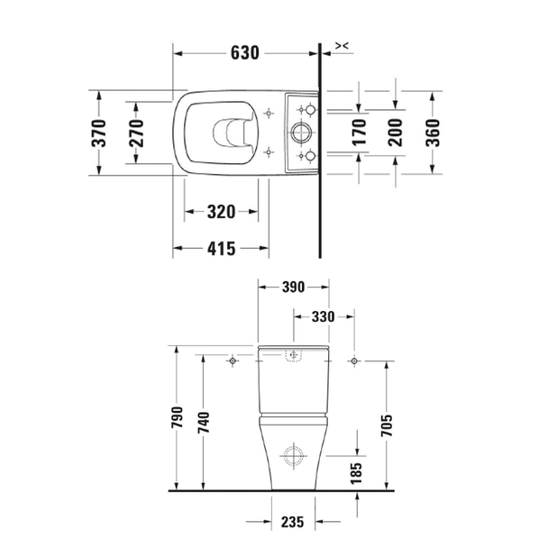 Duravit Durastyle Close Coupled Toilet with Standard Seat 215509000