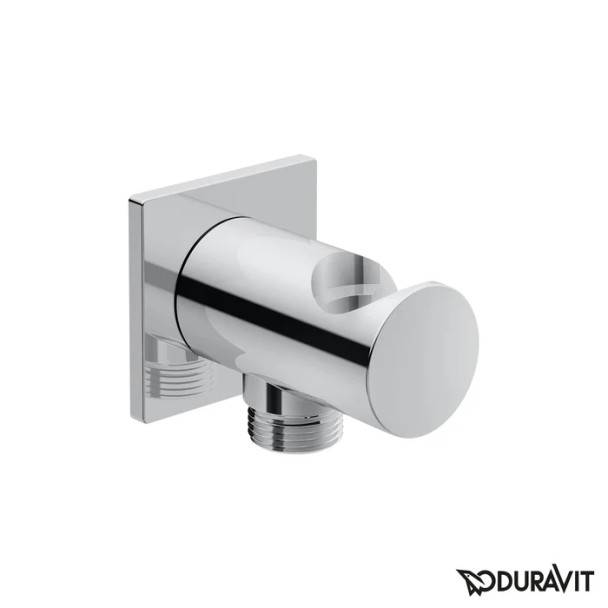 Duravit Square Combined Wall Outlet and Hand Shower Holder in Chrome