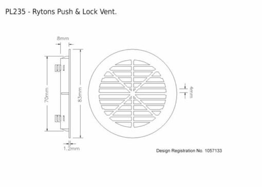 Rytons Circular Push and Lock Vent 83mm Diameter Pack of 10 PL235