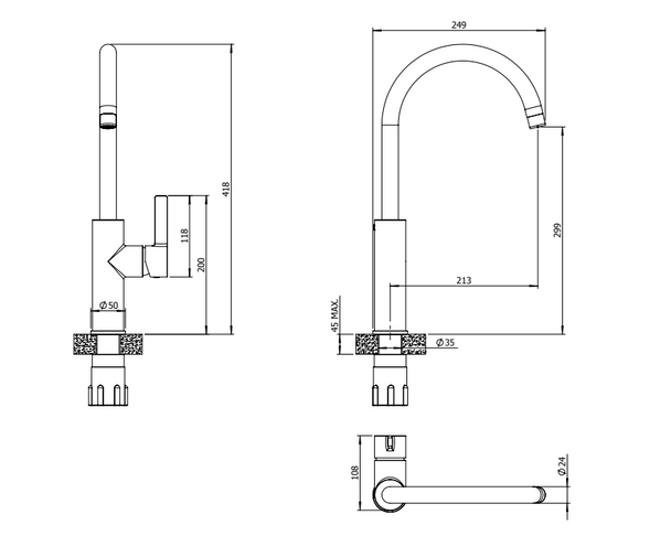 Francis Pegler Jeroni Single Lever Kitchen Mixer in Copper 9922125