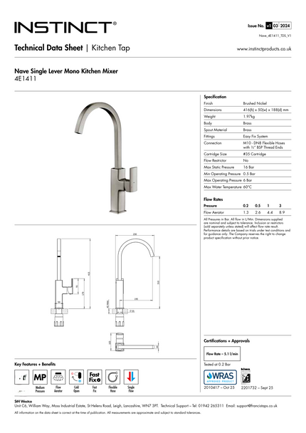 Francis Pegler Marata Kitchen Mixer in Brushed Nickel 922133