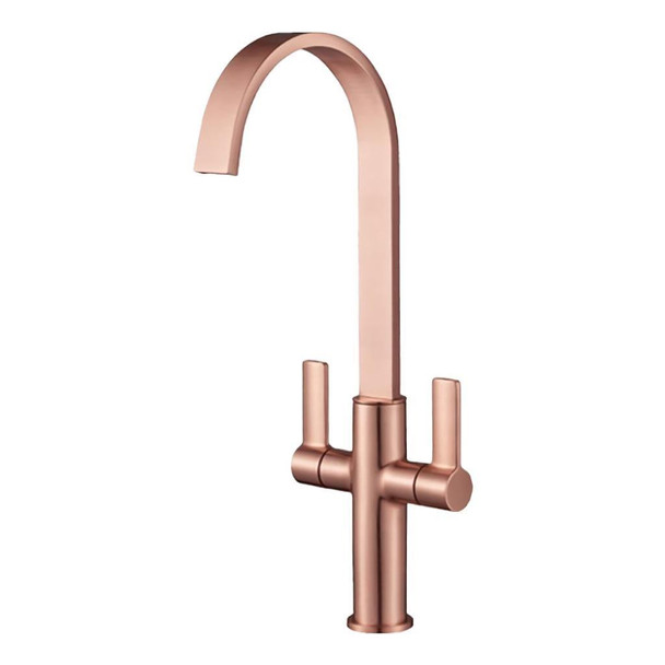Francis Pegler Jeroni Swept Spout Twin Lever Kitchen Mixer Varies Colours