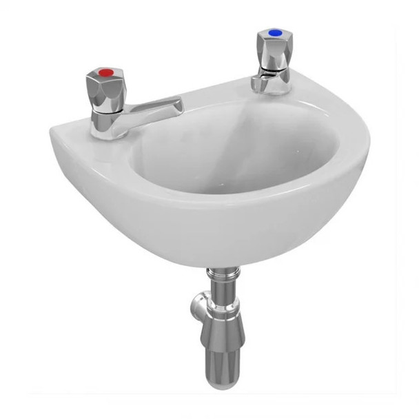 Scuffed Armitage Shanks Sandringham 21  Handrinse Basin 350 mm 2 Tap Hole S815001