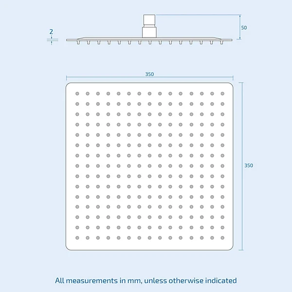 Pura 350 mm Slimline Square Stainless Steel Shower Head Only KI074C