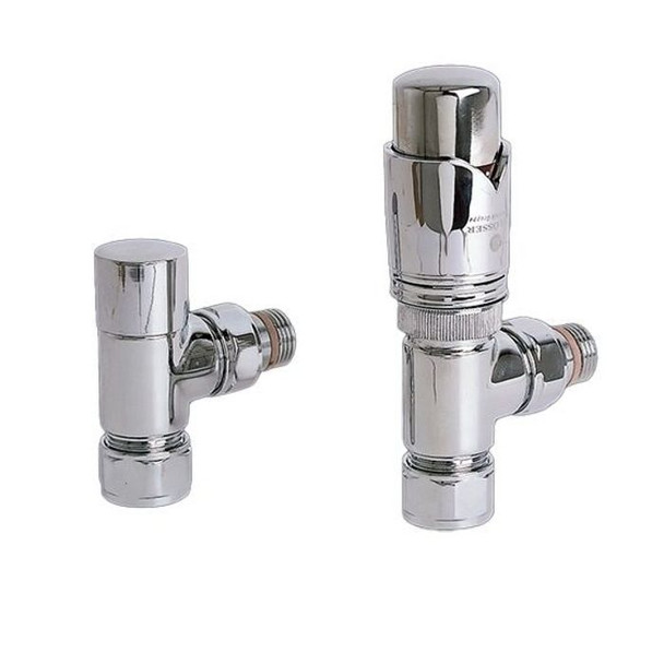 Zehnder Chromax Thermostatic Angled Radiator Valve Set 4 in Chrome