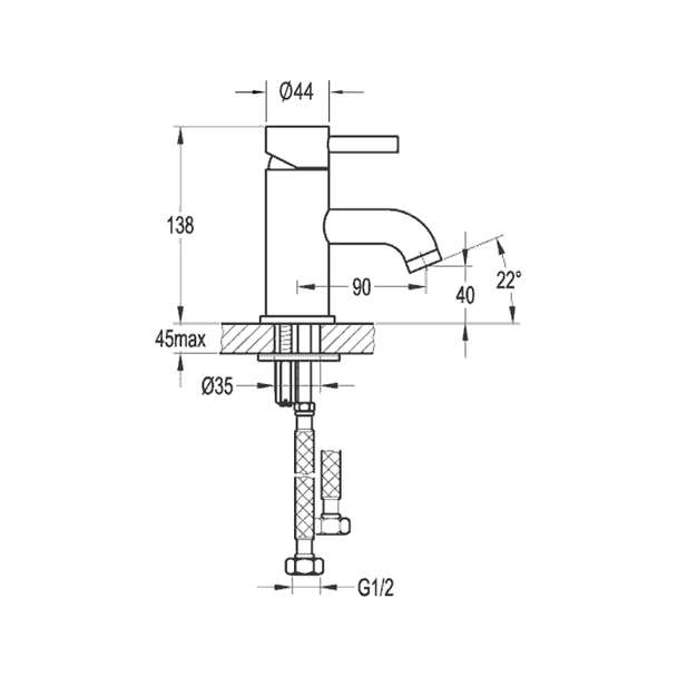 Flova Levo Small Basin Mixer with Clicker Waste in Chrome LVSBAS