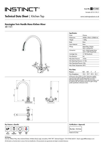 STH Westco Souvenir Twin Hndle Kitchen Sink Mixer in Chrome 4E1101