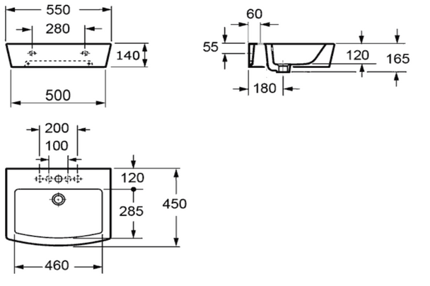 Imex Bloque 550 mm Basin with 1 Tap Hole INSED005