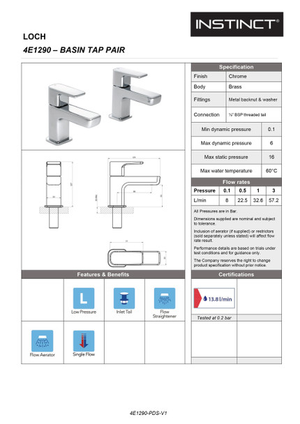 STH Westco Caja Pair of Basin Pillar Taps in Chrome 4E1290