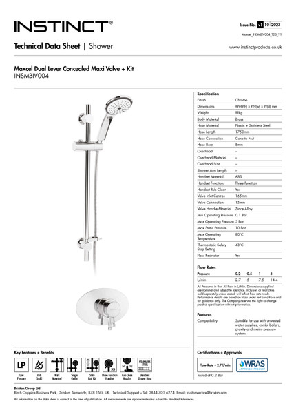 Maxcel Concealed Thermostatic Valve with Slide Rail Kit INSMBIV004