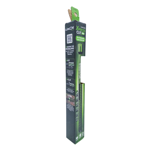 Clipacore Xpresscut 22mm x 300mm Core Bit in packaging rear