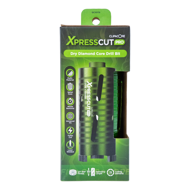 Clipacore Xpresscut 78mm x 150mm Core Bit box front