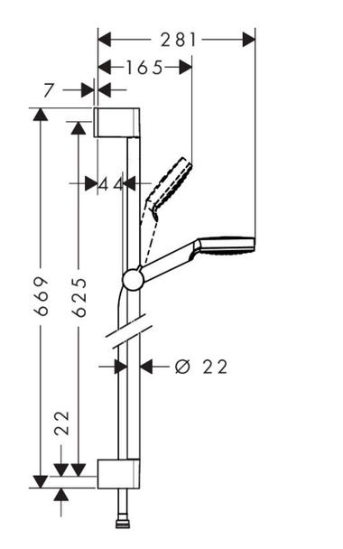 Hansgrohe Crometta 100 Slide Rail Kit in White/Chrome 26533400
