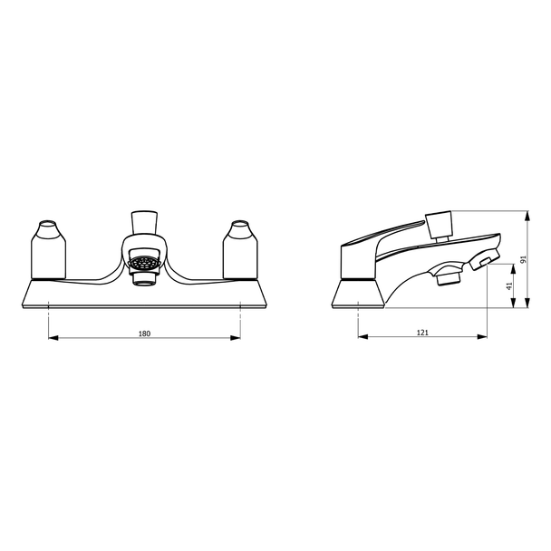 STH Westco Lujo 2 Tap Hole Bath Shower Mixer with Kit in Chrome 4E6006