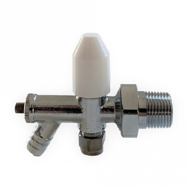 Cosmos 8mm L/S Drain Off Angled Radiator Valve in Chrome 02002