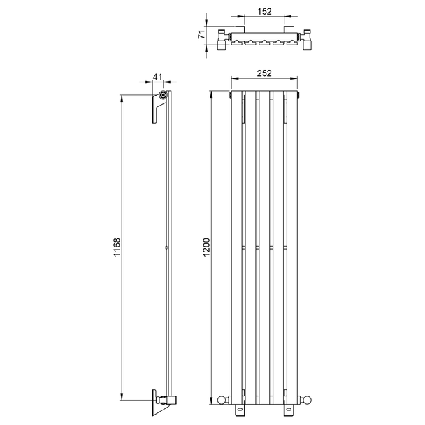 Vogue Serenade Vertical Designer Radiator 1200 x 252 mm in Chrome