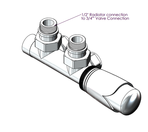 Abacus Ultima Euro50 Angled Thermostatic Radiator Valve in Brushed Nickel